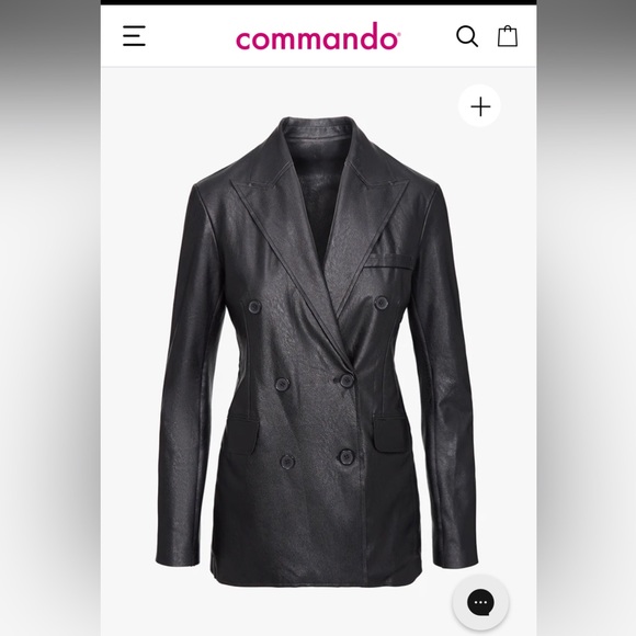 Faux Leather Double-Breasted Blazer - Picture 1 of 8